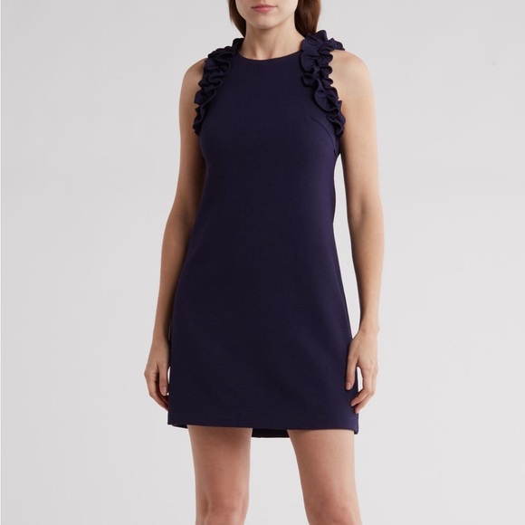 Vince Camuto Blue Ruffled Sheath Mini Dress - Picture 3 of 6